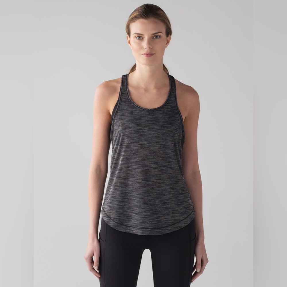 Lululemon Long Distance Tank Heathered Black Size 6 First Release